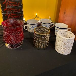 Glassware amd candle holders lot of 5